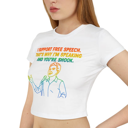 Pride Crop Top Women's Baby Tee - I Support Free Speech Graphic Top