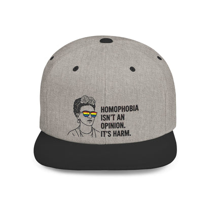Frida Kahlo-Inspired Flat Bill Snapback Hat | LGBTQ+ Pride Apparel, Statement Cap, Fashion Accessory, Gift for Activists, Casual Wear