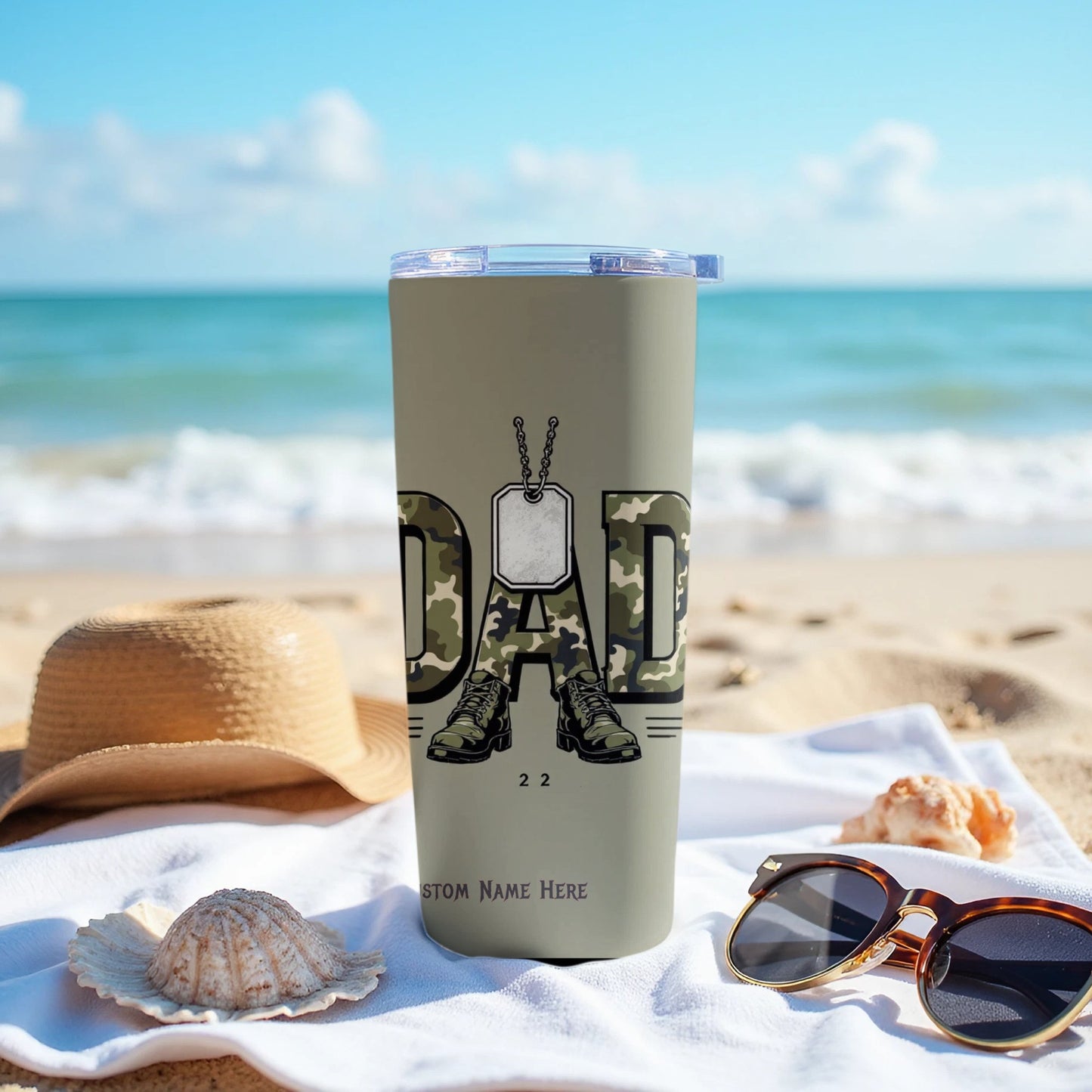 Personalized Dad Camo Boots Custom Name Tumbler product