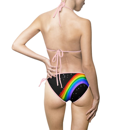 Frida calo pride Vibrant Women's Bikini Swimsuit - Beachwear, Summer Fun, Pool Party, Rainbow Design, Trendy Swimwear