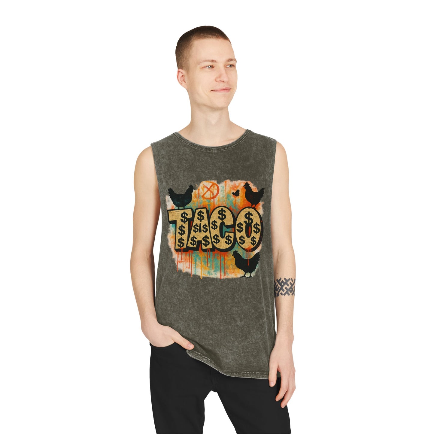 Trendy Stonewash Tank Top for Casual Vibes, Unisex Summer Tee, Graphic Muscle Shirt, Festival Wear, Beachwear, Gift Idea