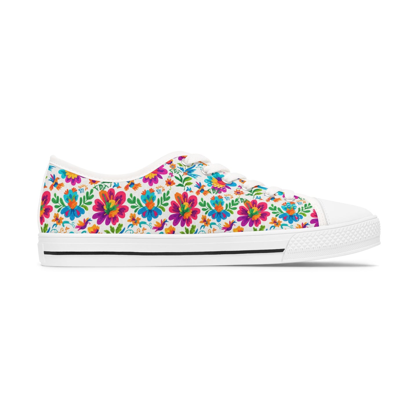 FDT Subtle Vibrant Floral Women's Low Top Sneakers, Casual Fashion Shoes, Spring Footwear, Gift for Her, Trendy Everyday Sneakers