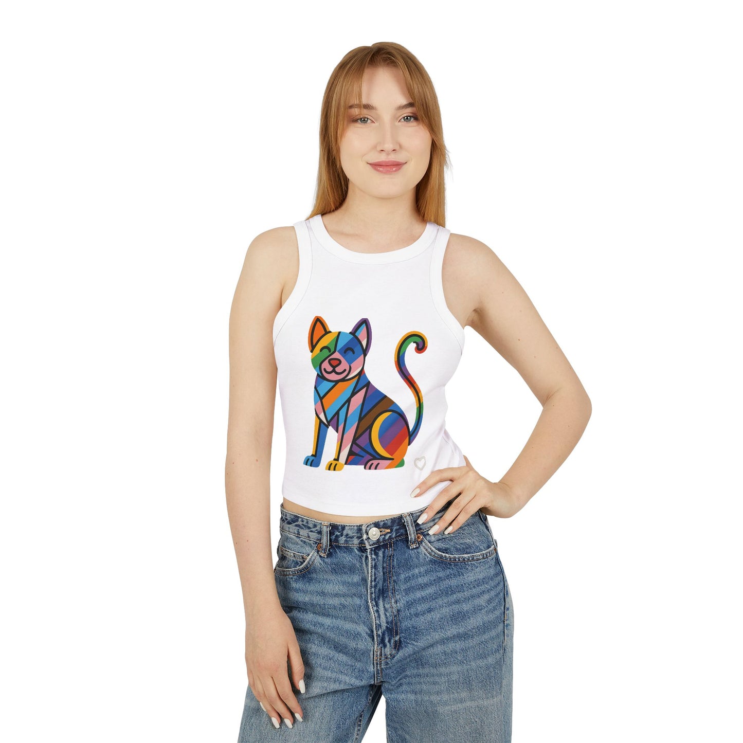Pride tank top Colorful Cat Graphic Racer Tank Top for Women