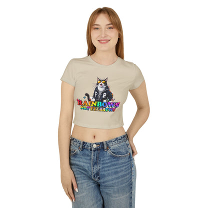 Rainbow Cat Women's Baby Tee - Fun & Playful Graphic T-Shirt