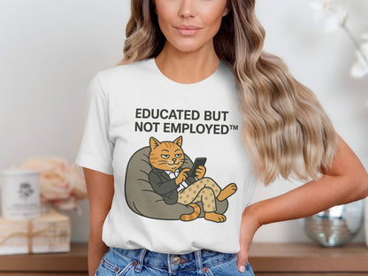Educated But Not Employed Funny Cat Graphic T-Shirt product