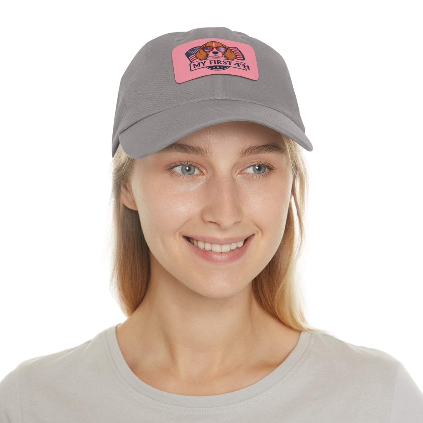 4th of July Dad Hat with Leather Patch (Rectangle)