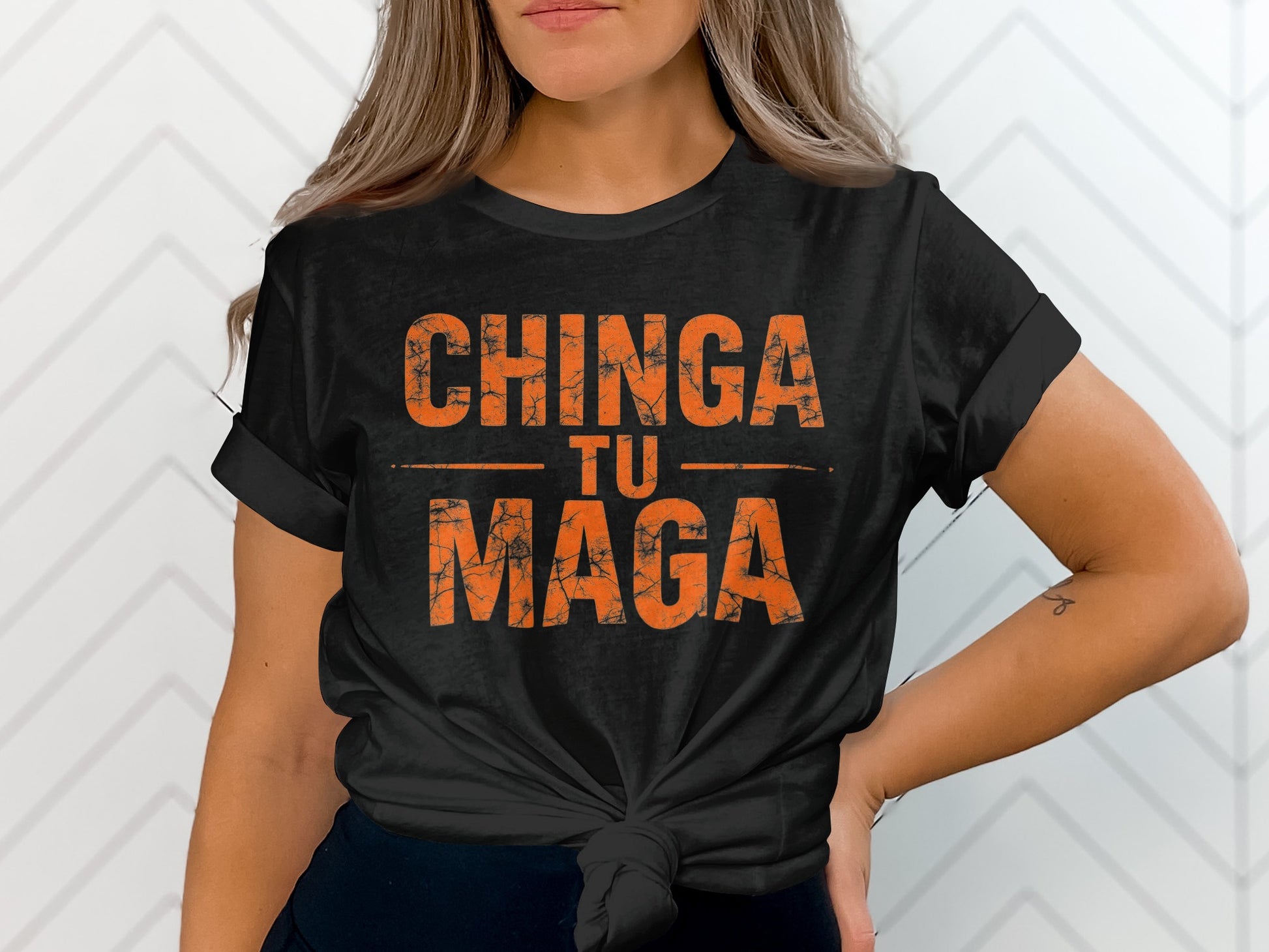 Chinga Tu Maga T-shirt with Bold Text Design
