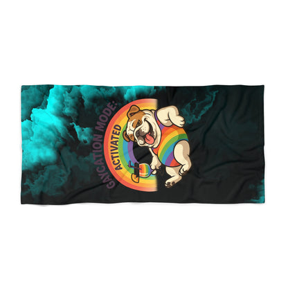 Pride towel Fun Vacation Mode Beach Towel, Dog Lover Gift, Colorful Pool Towel, Summer Accessory, Large Lightweight Towel