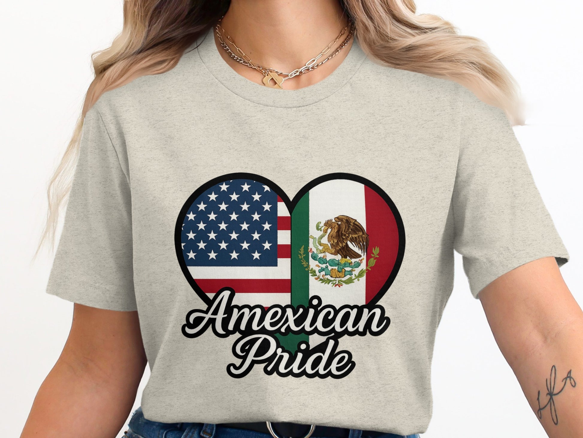 American Mexican Heart Design T-Shirt product