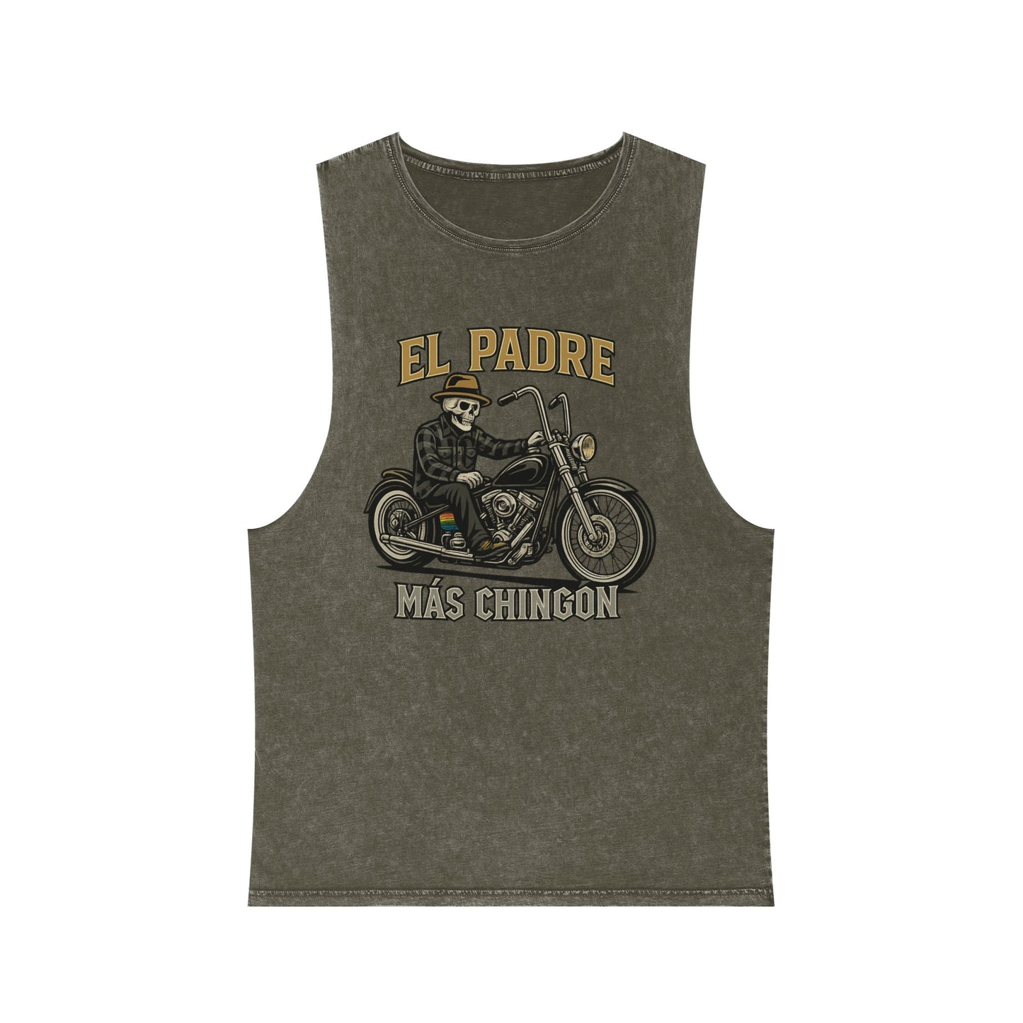 El Padre Más Chingón Stonewash Tank Top | Unisex Summer Apparel, Motorcycle Lover Gift, Casual Wear, Father's Day, Birthday Gift