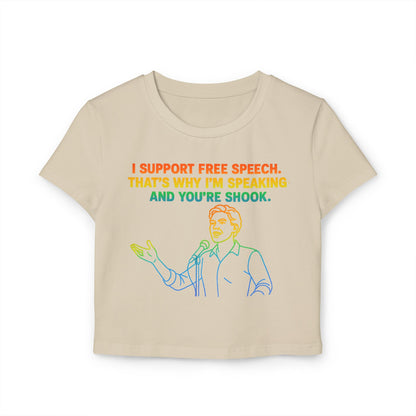 Pride Crop Top Women's Baby Tee - I Support Free Speech Graphic Top