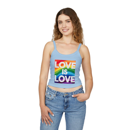 Pride tank top Rainbow Love Is Love Spaghetti Strap Tank Top