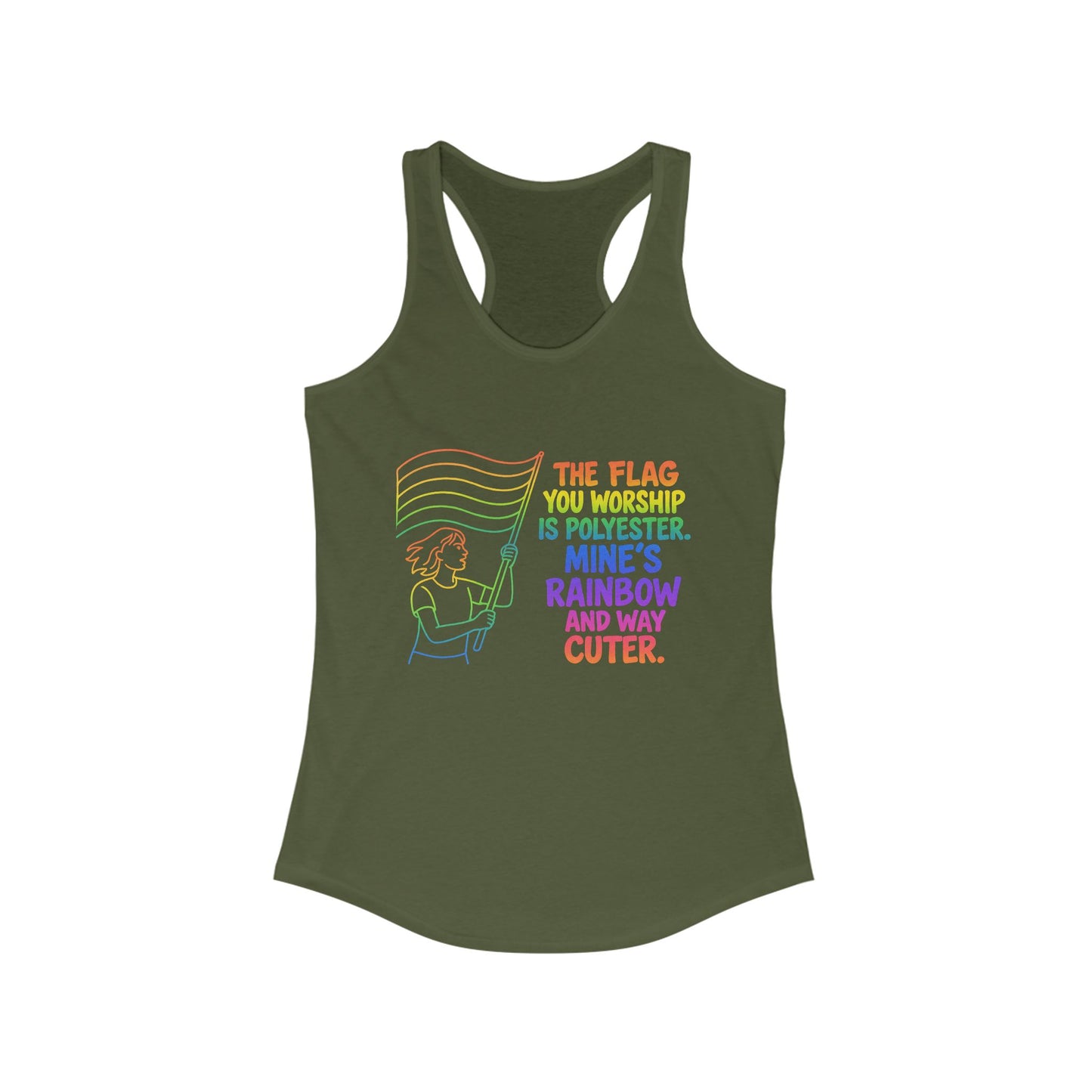 Pride Tank Top Rainbow Polyester Flag Women's Racerback Tank Top - Fun and Stylish LGBT Pride Apparel