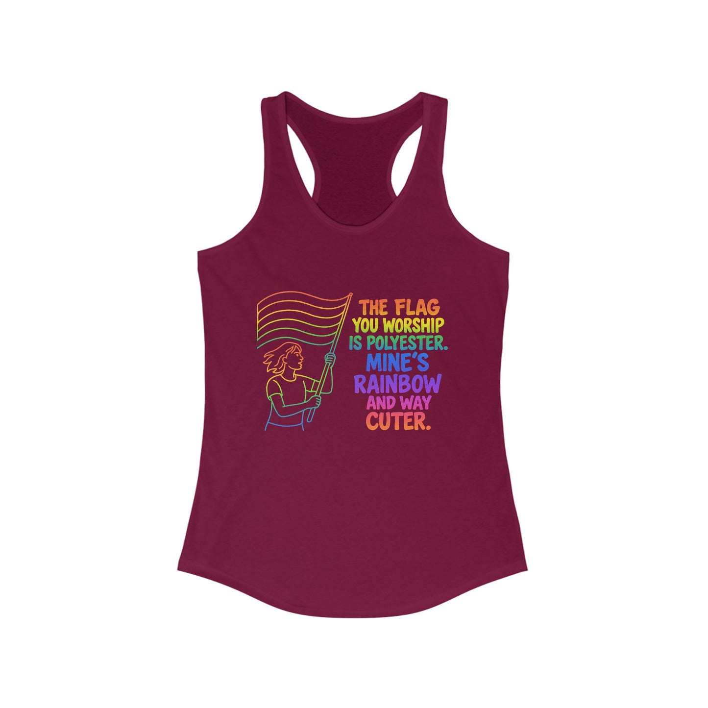 Pride Tank Top Rainbow Polyester Flag Women's Racerback Tank Top - Fun and Stylish LGBT Pride Apparel