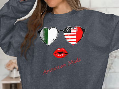 Mexican and American Flag Graphic Sweatshirt product