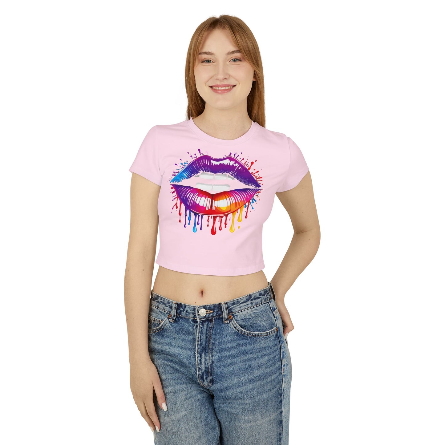 Pride babby tee Colorful Lip Print Women's Baby Tee - Perfect for Casual Outings and Celebrations