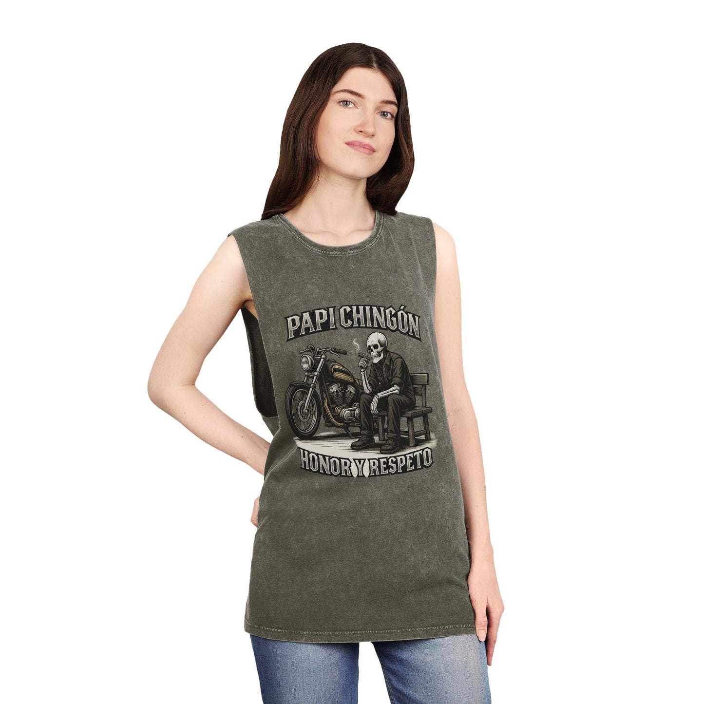 Skull Moto Graphic Tank Top - Papi Chingón, Unisex Summer Apparel, Motorcycle Gift, Festival Wear, Casual Vintage Style