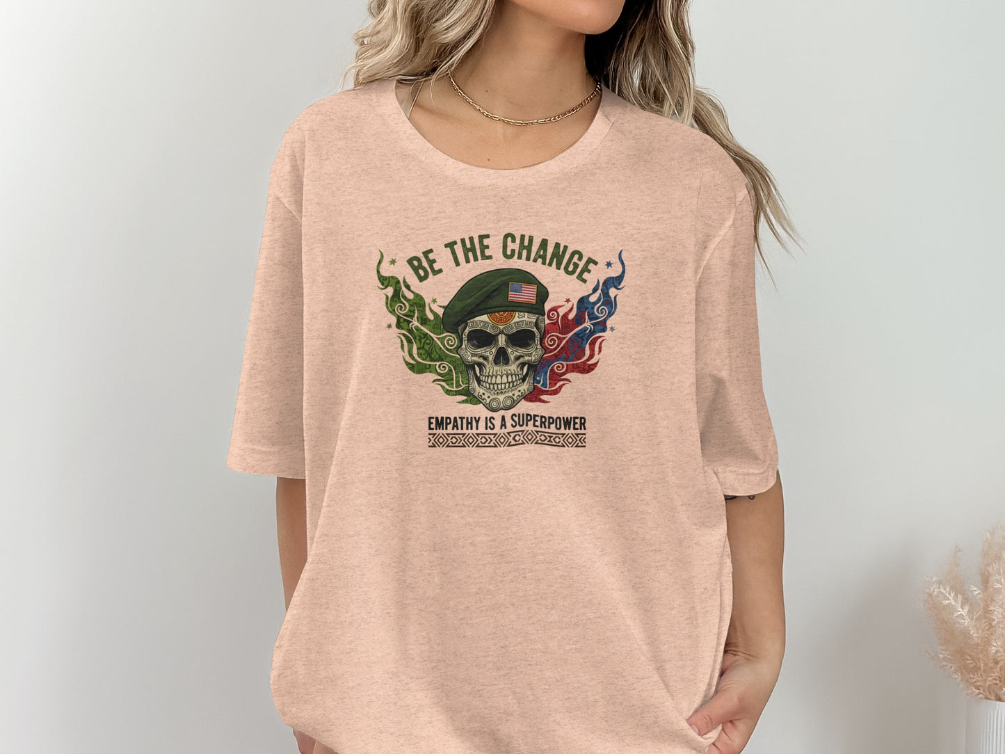 Be The Change Skull Graphic Empowerment Shirt