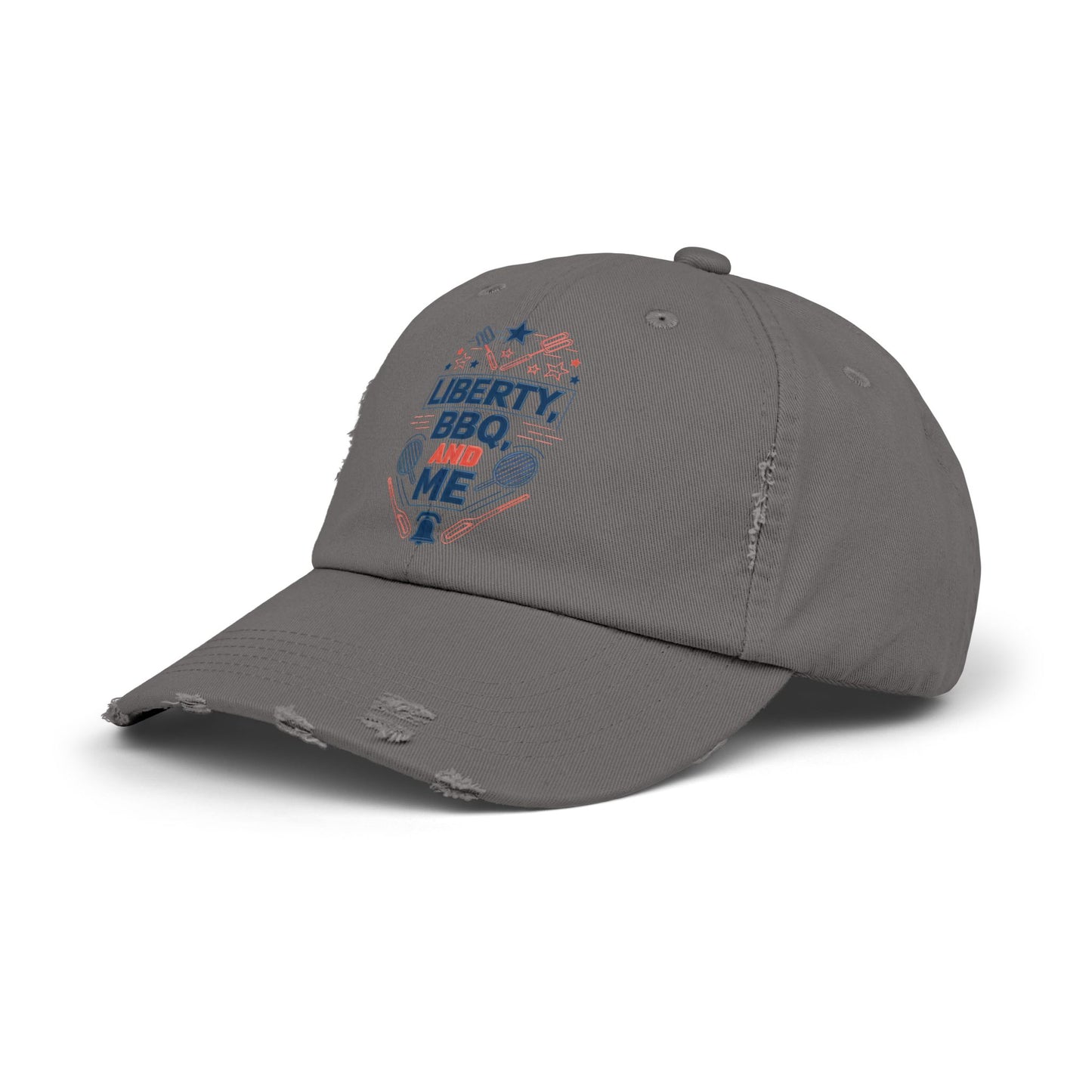 Liberty BBQ Unisex Distressed Cap - Perfect for Summer Grilling and Independence Day Celebrations