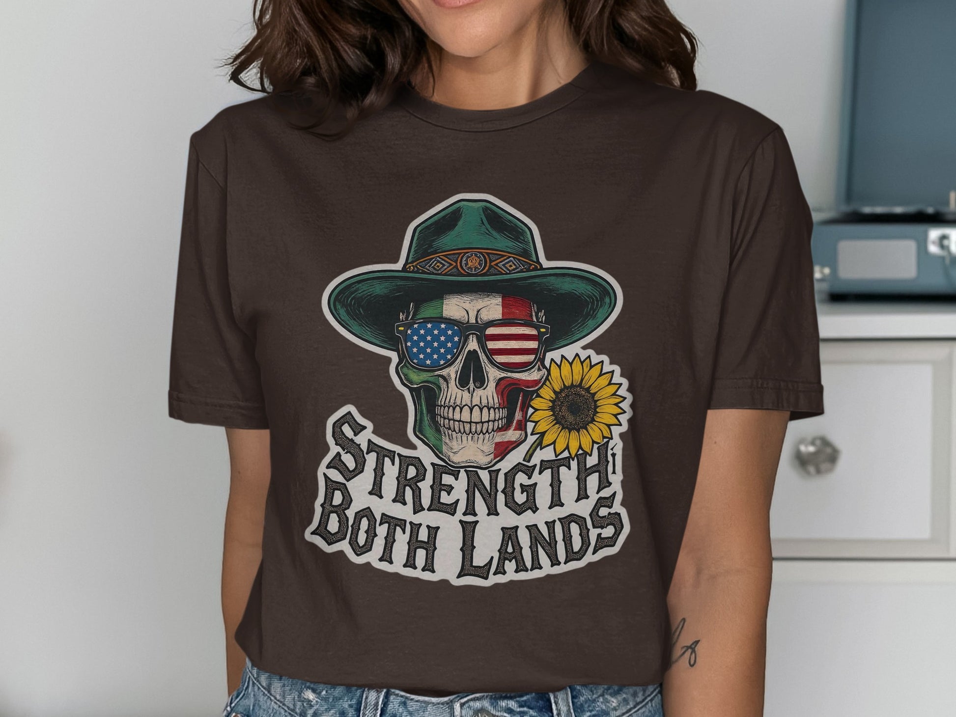 Strength Both Lands Skull Graphic T-Shirt product