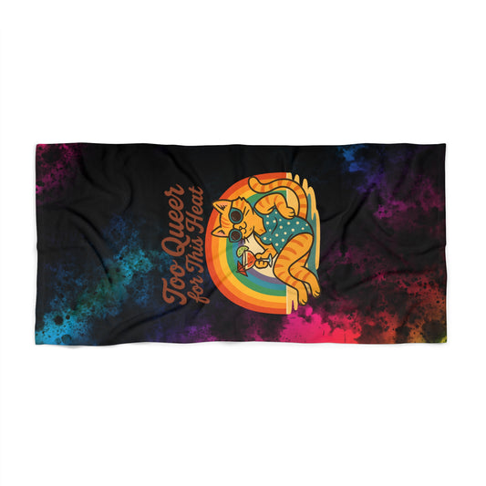 LGBTQ+ Pride Beach Towel with Rainbow Cat Design, Perfect for Summer Fun, Pool Days, LGBTQ+ Pride, Gifts for Cat Lovers
