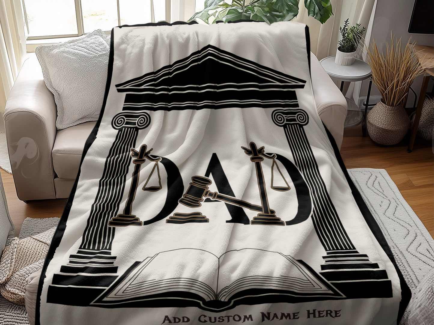 Unique Dad Design Justice Scale Custom Name Blanket product type