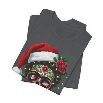 Christmas Sugar Skull T-Shirt — "Merry Resistance to All" Holiday Tee