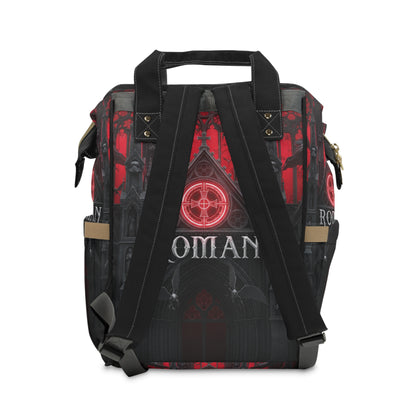 Diaper Backpack — Gothic Roman Cathedral Red & Black Multifunctional Baby Bag