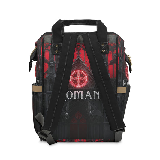 Diaper Backpack — Gothic Roman Cathedral Red & Black Multifunctional Baby Bag