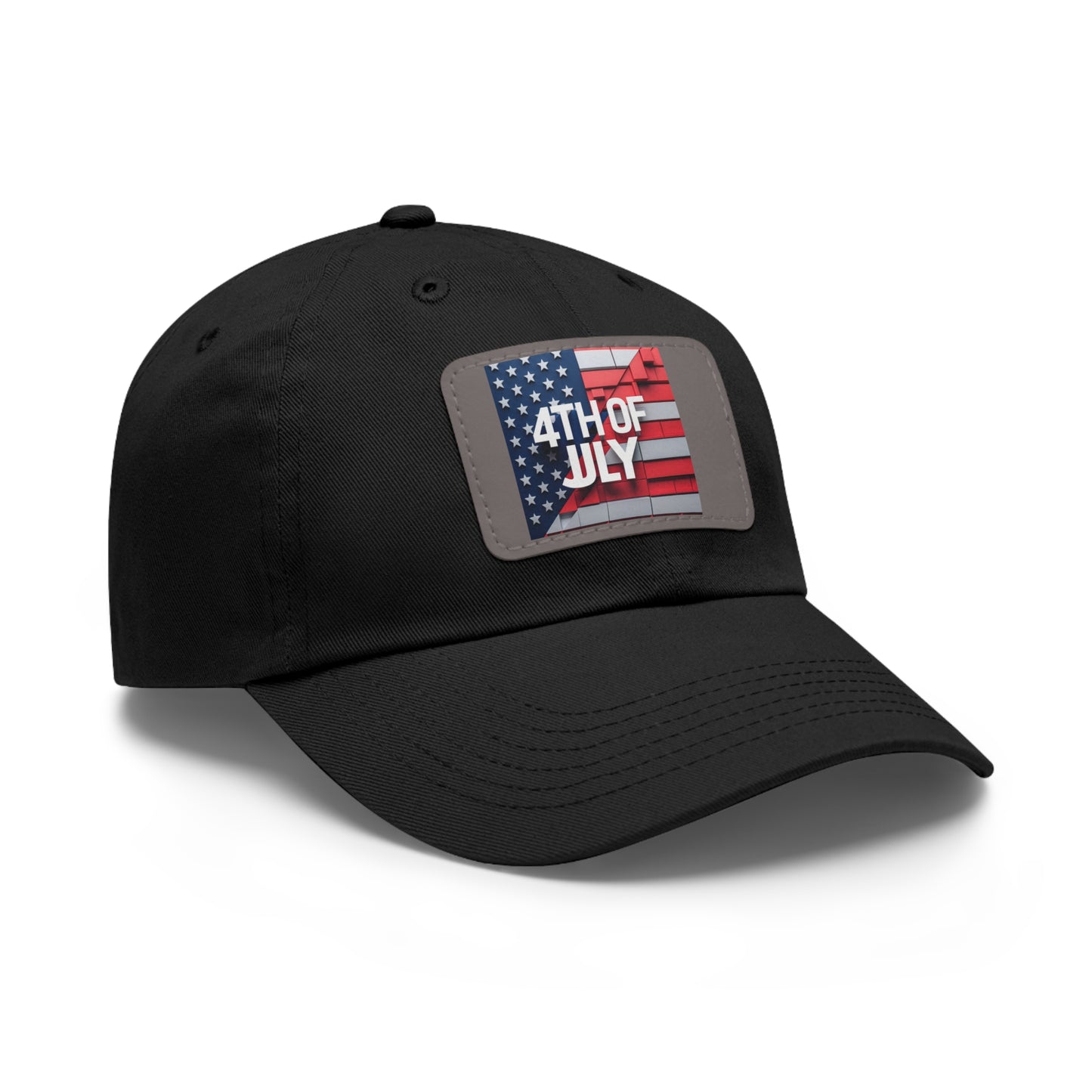 4th of July Dad Hat with Leather Patch - Patriotic Cap for Independence Day