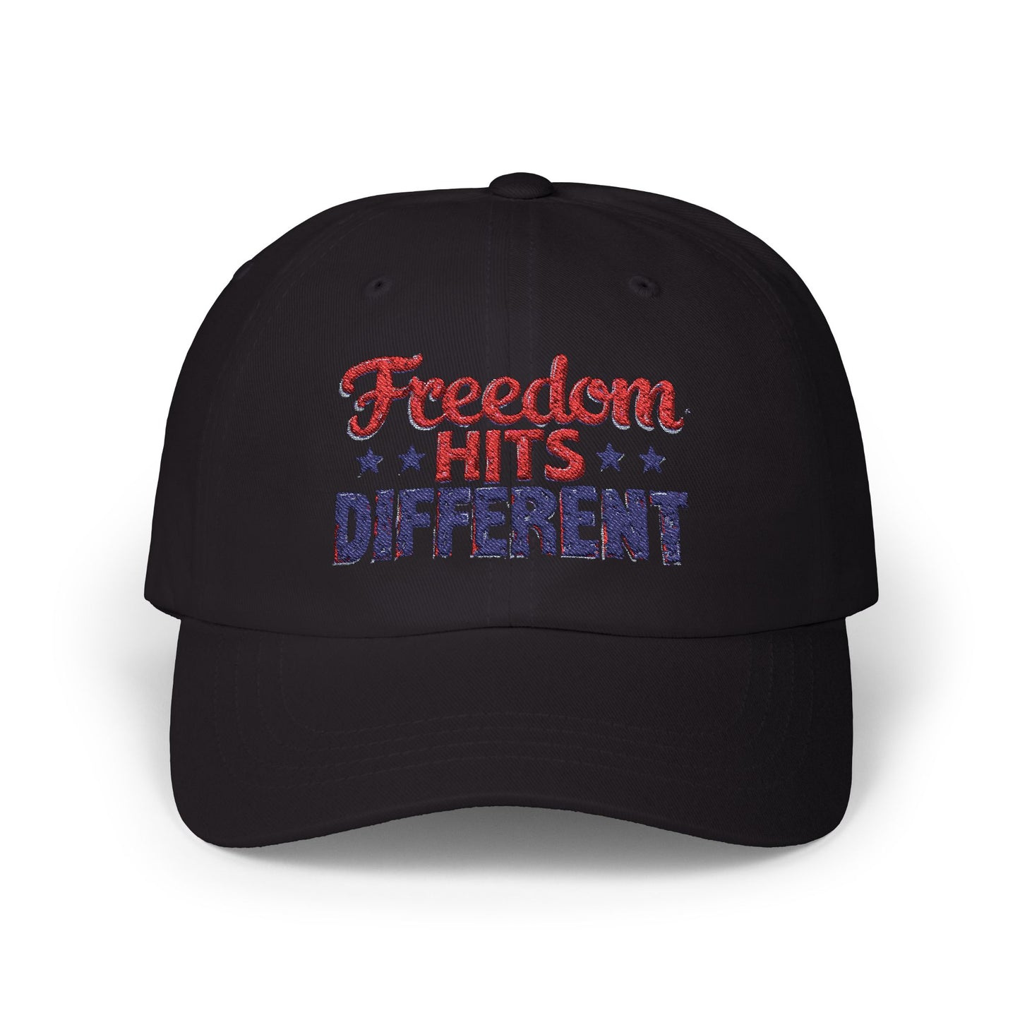Freedom Hits Different Dad Cap - Classic White Adjustable Hat for Patriotic Fashion