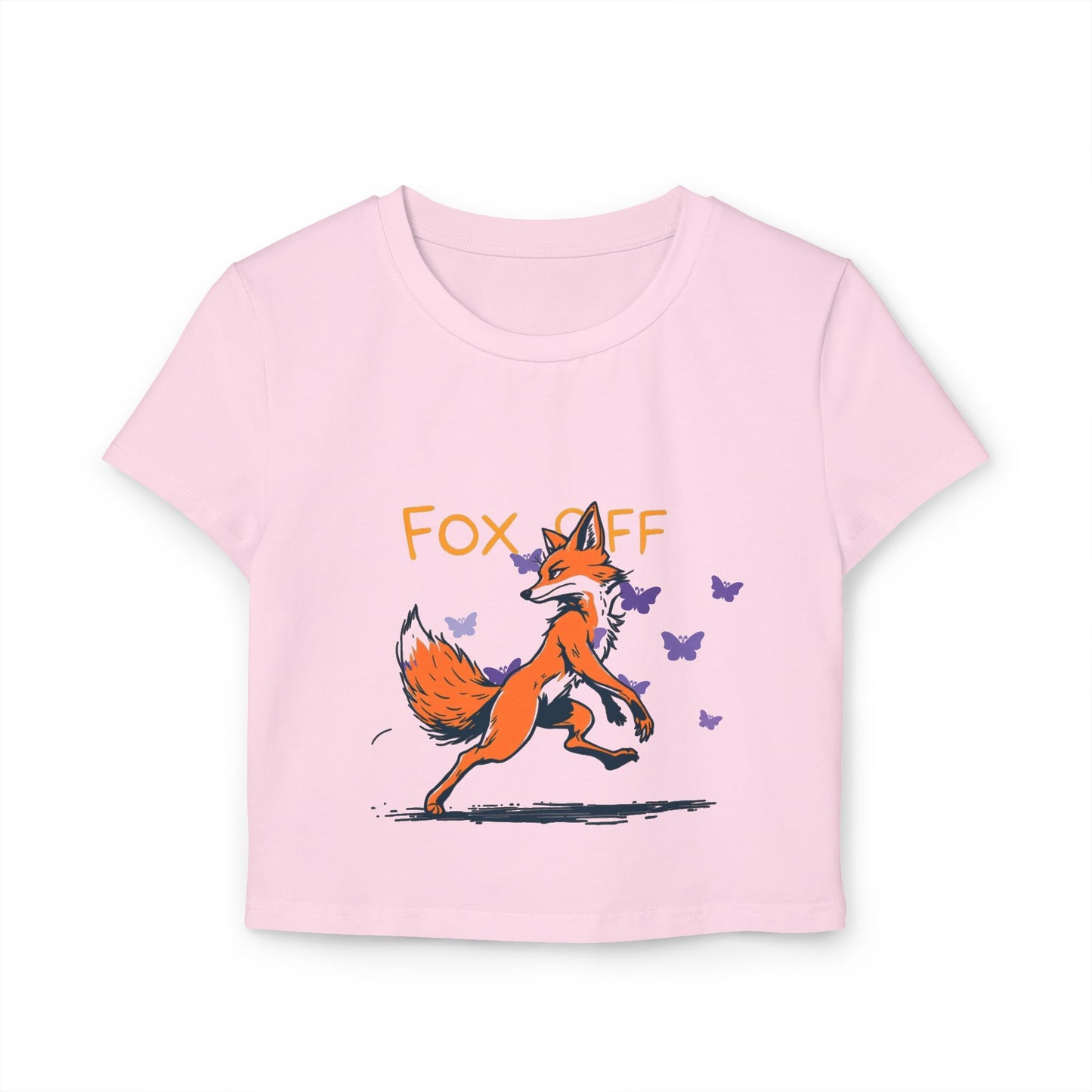 Whimsical Women's Baby Tee - Fox Off Graphic, Cute Cropped T-Shirt, Animal Lover Gift, Casual Summer Top, Trendy Graphic Tee