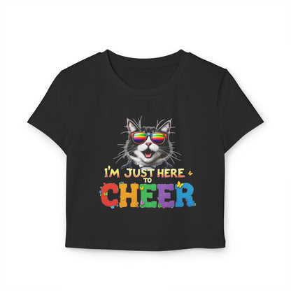 Cheerful Cat Women's Baby Tee - Fun Graphic Tee for Pet Lovers