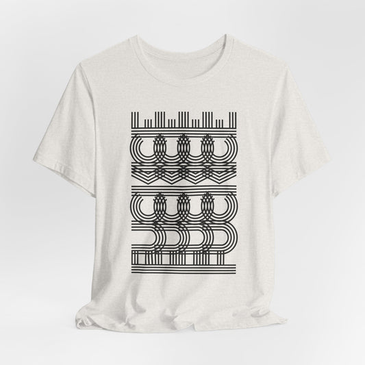 Fuck Ice Abstract Geometric Line Art Tee — Minimalist Black & White Pattern