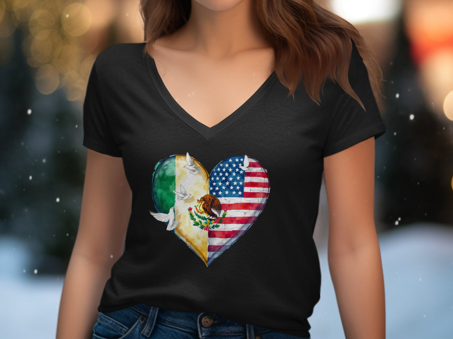 Half Mexican Half American Heart Design T-shirt product type