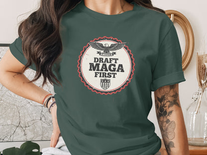 America Draft MAGA First T-shirt with Eagle Design