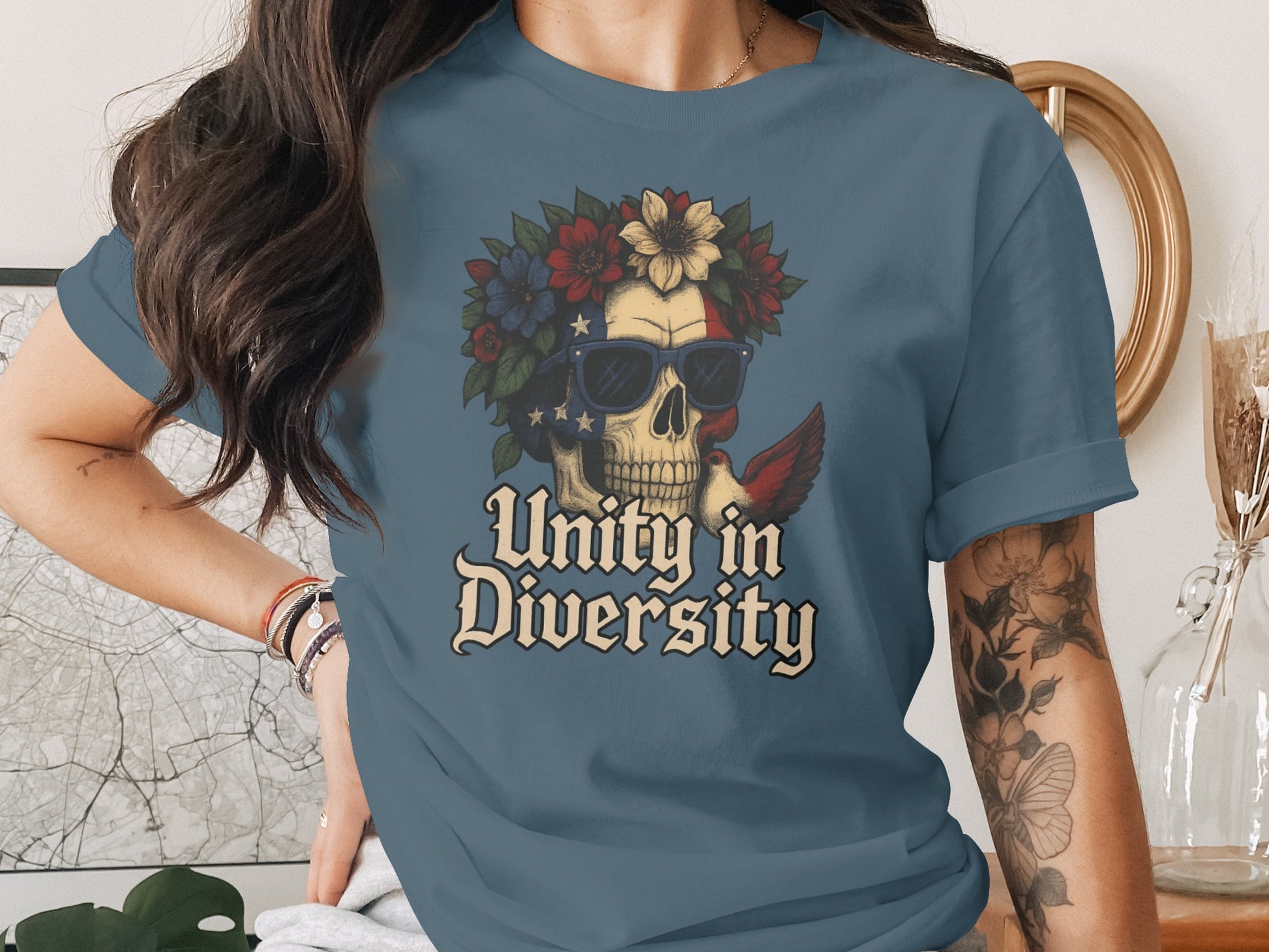 Unity in Diversity Skull with Sunglasses T-shirt