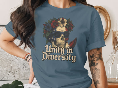 Unity in Diversity Skull with Sunglasses T-shirt
