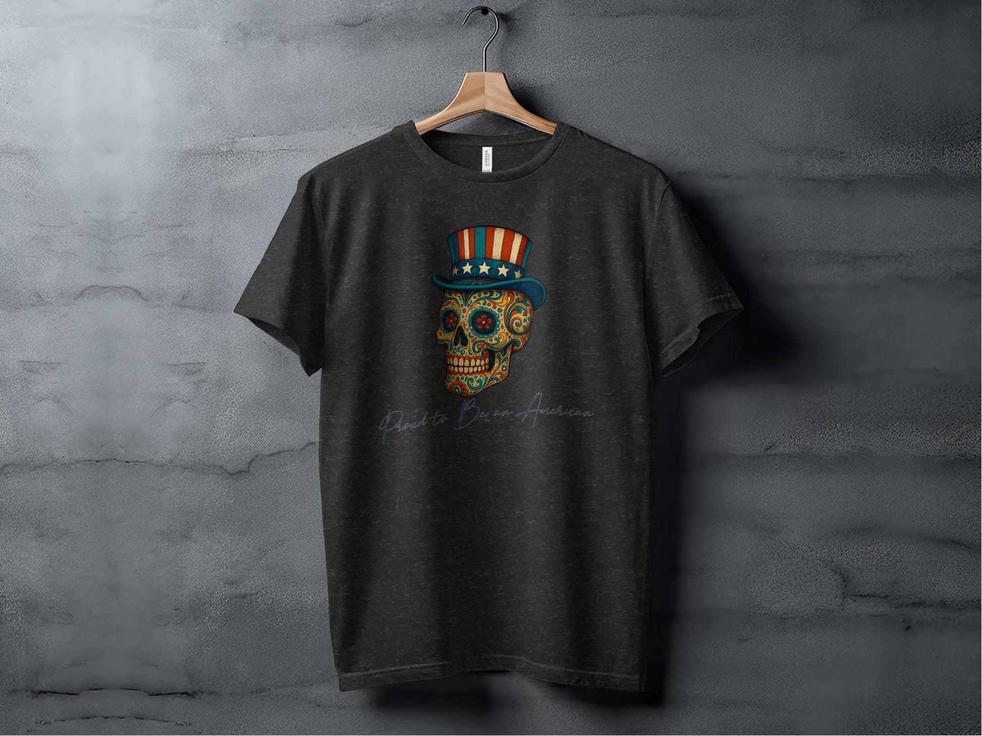 Patriotic Skull Design Black T-Shirt Graphic product