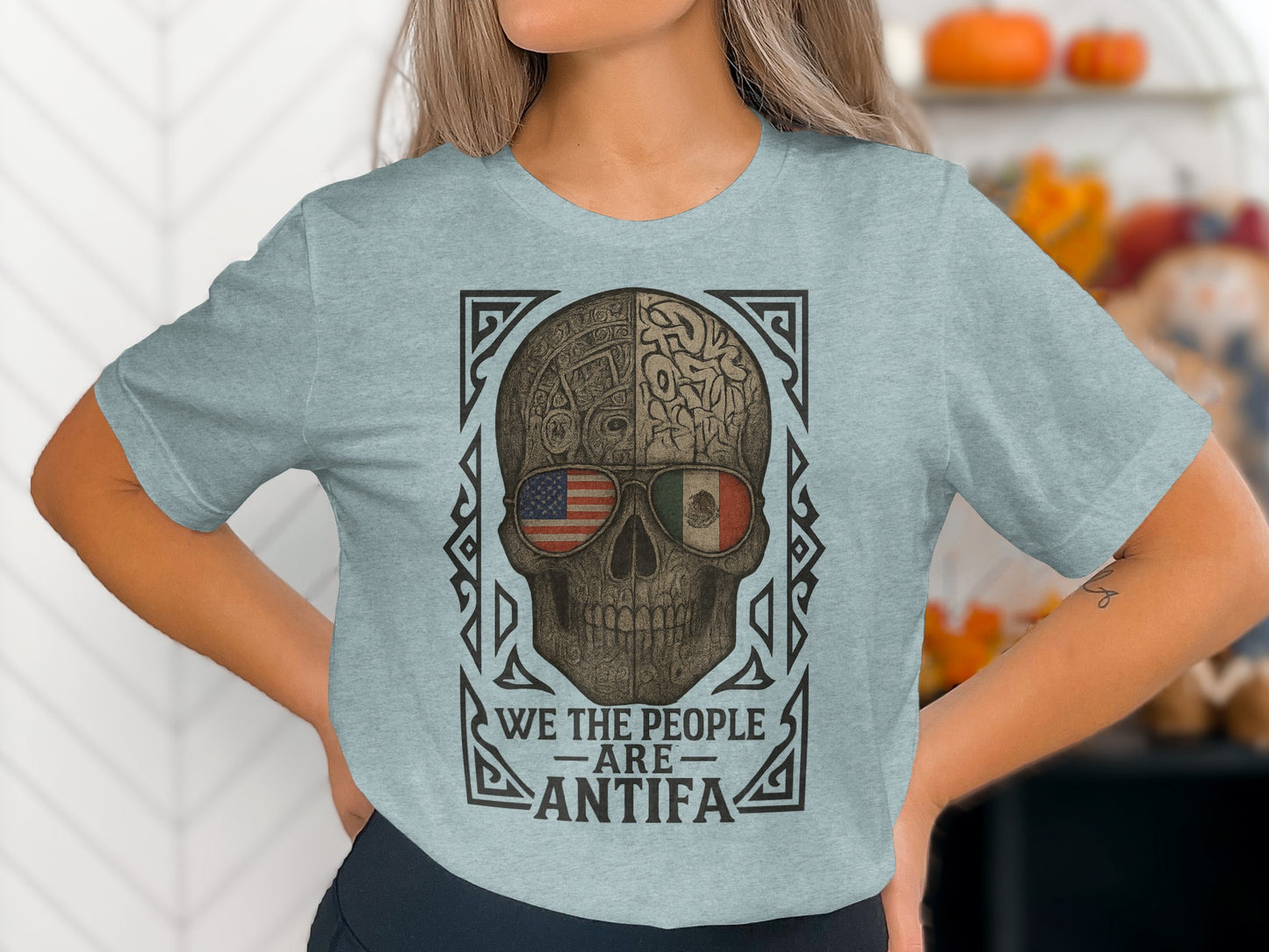 We The People Are Antifa Skull Graphic Shirt