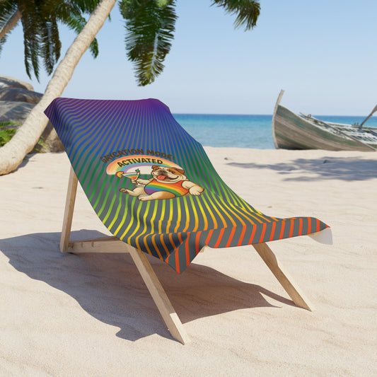 Pride Towel, Beach Towel with Colorful Bulldog Design | Fun Pool Accessory, Summer Gift, Vibrant Rainbow Towel, Beach Day Essential, Unique Home Decor