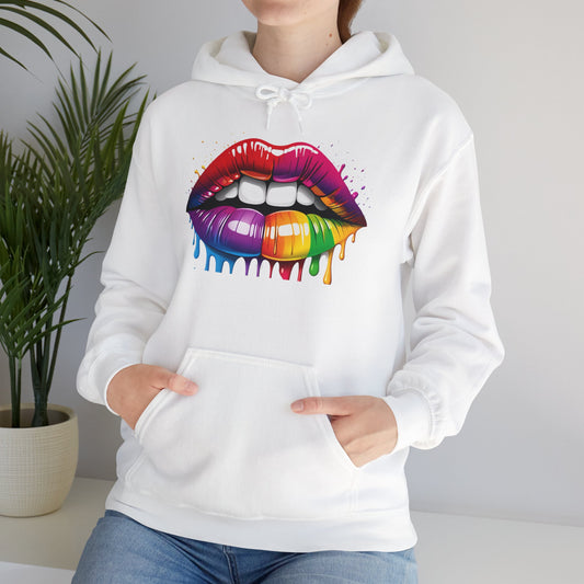 Pride hoodie Rainbow Dripping Lips Hoodie | Unisex Sweatshirt for Pride, LGBTQ+ Events, Casual Wear, Gift Idea, Vibrant Streetwear