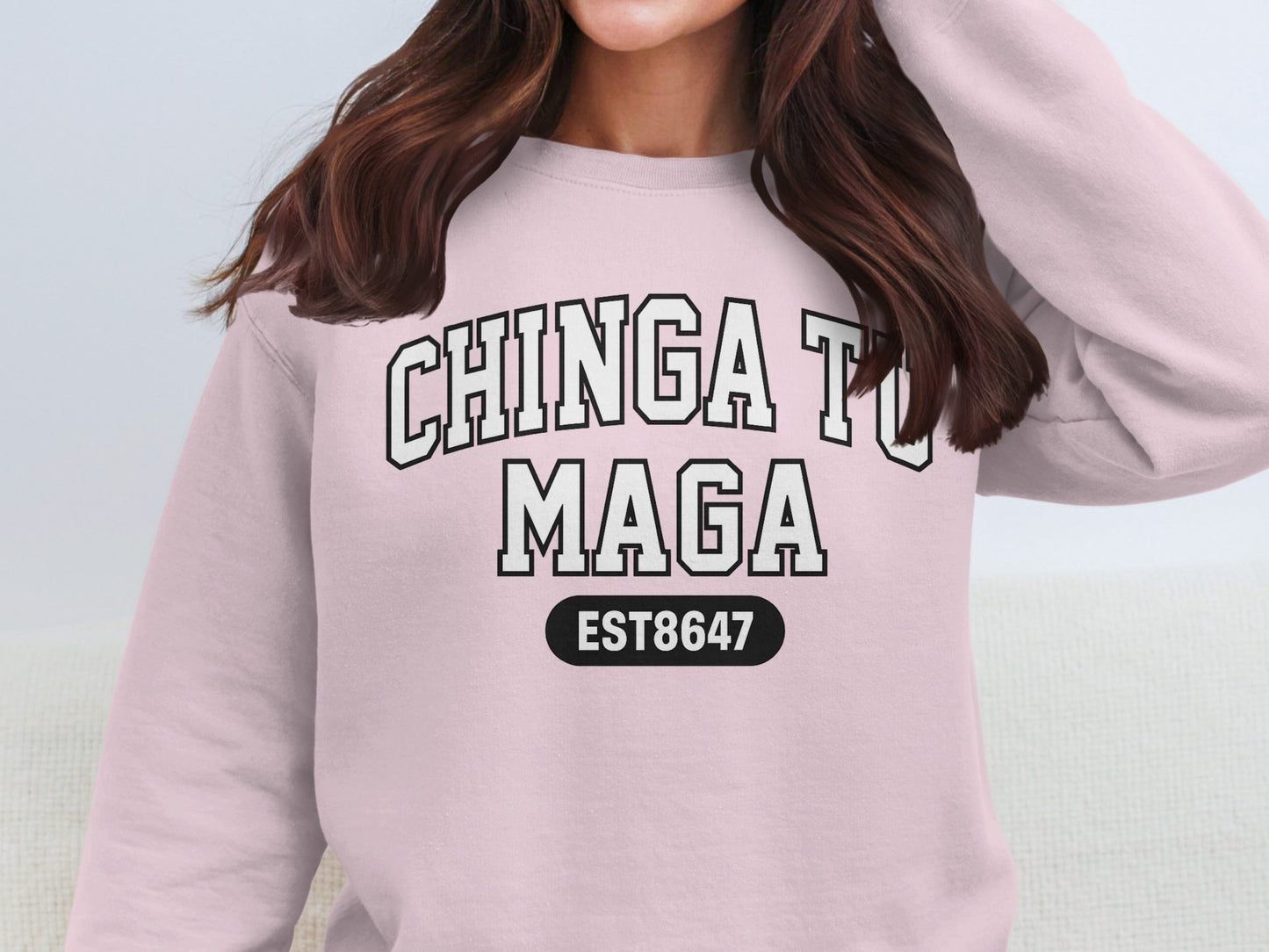 CHINGA TU MAGA EST8647 Text Sweatshirt Casual Style
