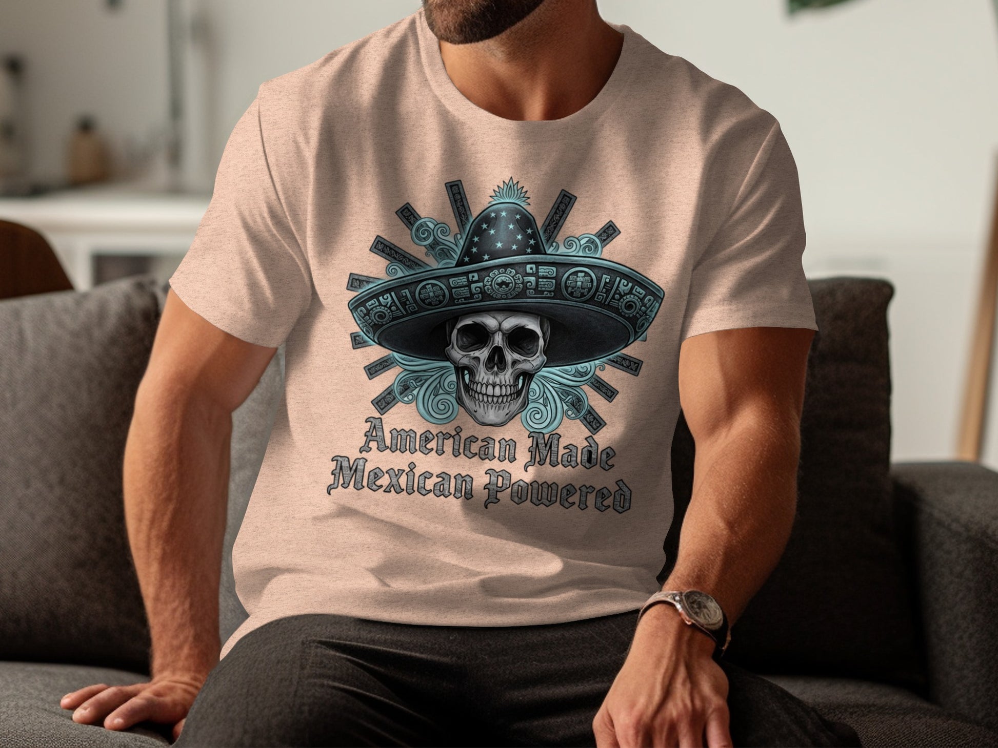American Made Mexican Powered Skull Graphic T-shirt