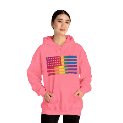 Pride American Flag Hoodie - Unisex Heavy Blend Sweatshirt