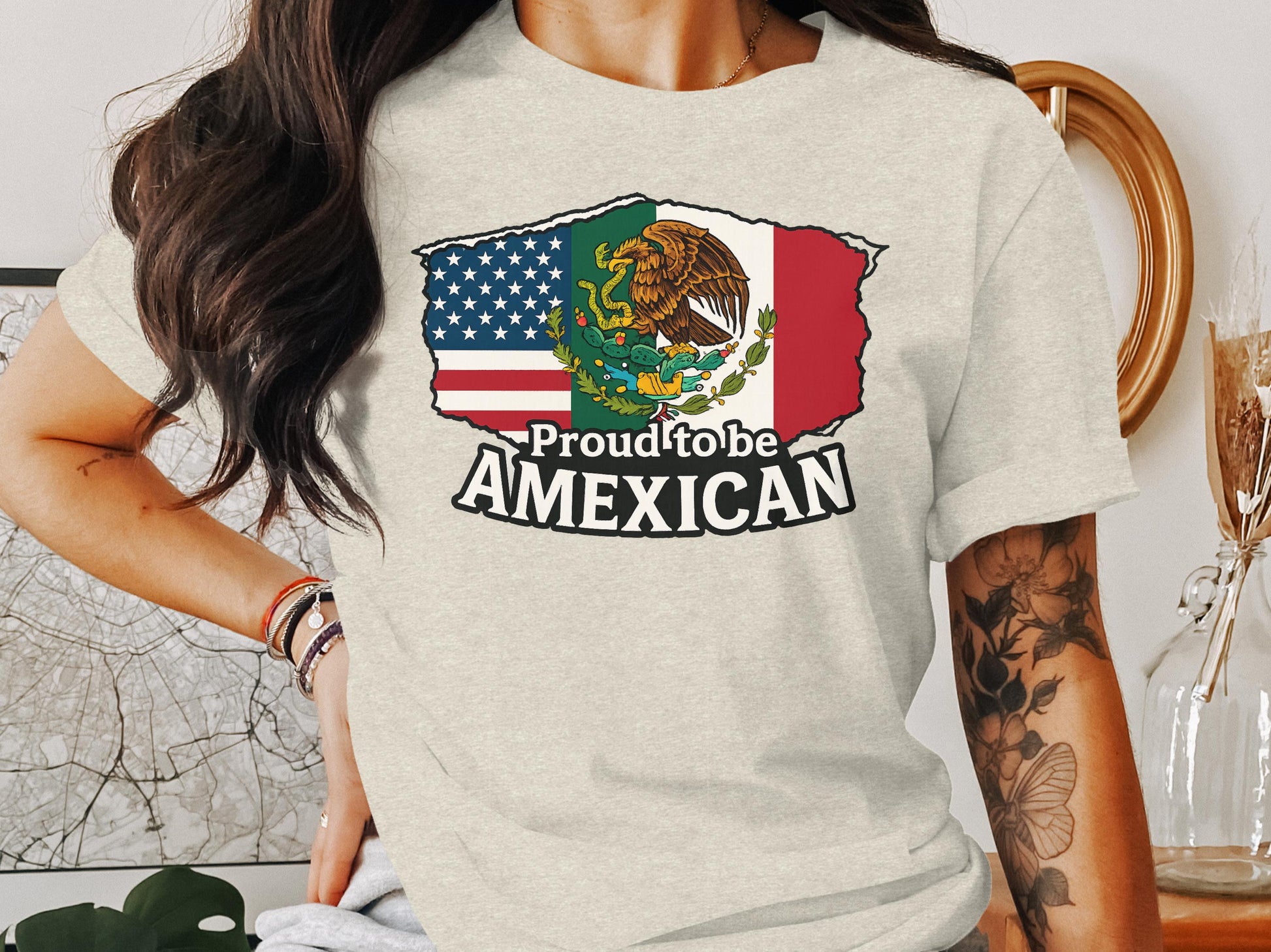 Proud to be Amexican Mexico USA Flag Graphic T-Shirt product
