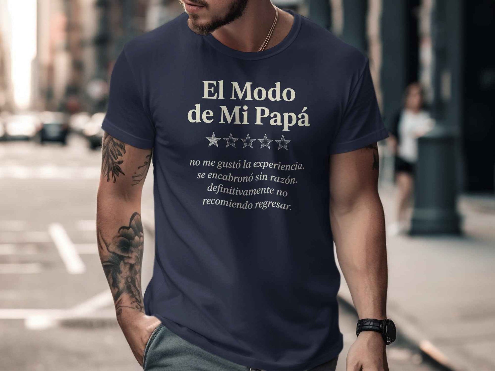 Funny Dad Mode T-Shirt | Dia De los Padres Gift El Modo de Mi Papá" Graphic Review T-Shirt