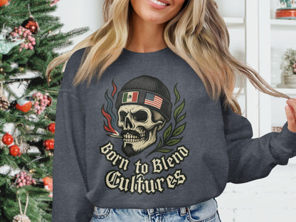 Born to Blend Cultures Skull Graphic Sweatshirt product