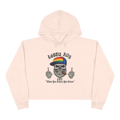 LGBTQ Pride Cat Lover's Crop Hoodie, Funny Hoodie, Gift for Cat Dads, Casual Streetwear, Cozy Hoodie for Pet Owners
