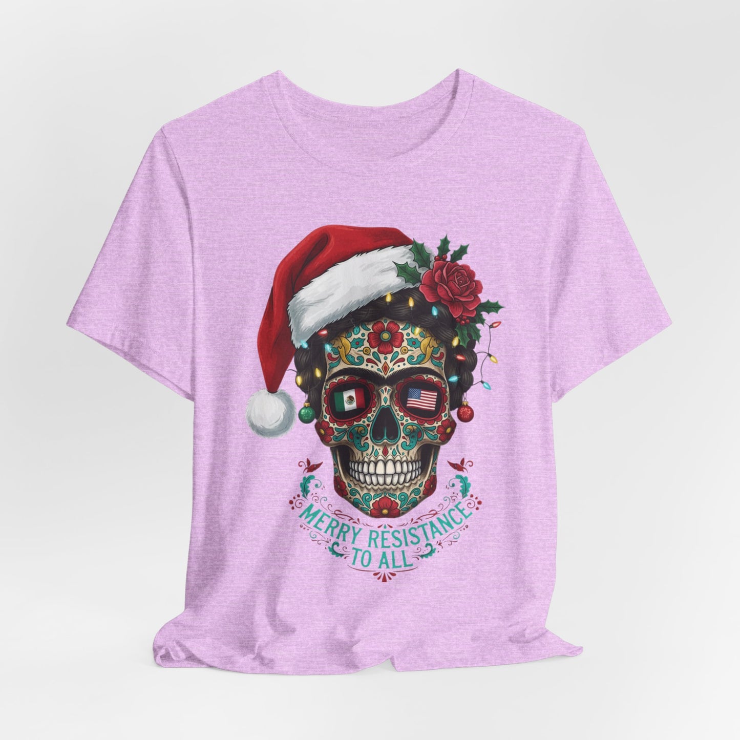 Christmas Sugar Skull T-Shirt — "Merry Resistance to All" Holiday Tee